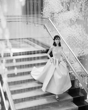 乔欣黄色抹胸礼服优雅写真图片_3