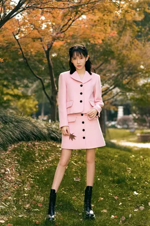 刘萌萌粉色套装甜美写真图片_3