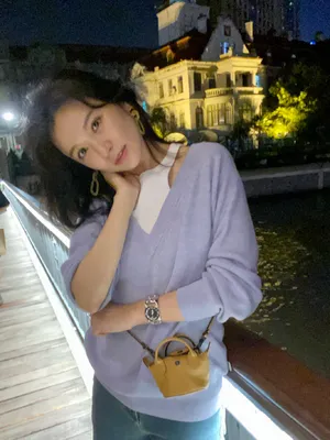 施诗优雅浪漫夜景街拍图片