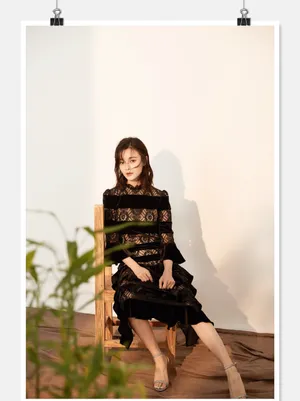王瑞子黑色薄纱长裙性感图片写真_2