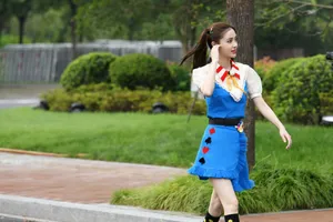 angelababy《奔跑吧》双马尾造型图片