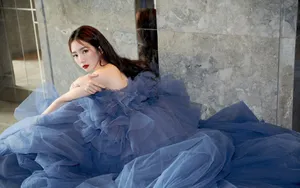 孟美岐蓝色纱裙唯美写真图片_7