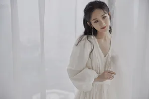赵丽颖泡泡袖白裙写真图片_3