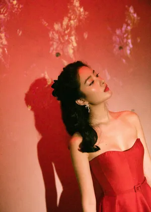 杨采钰抹胸红裙性感写真图片_4