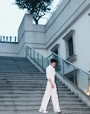 罗云熙彩色泼墨工装写真图片