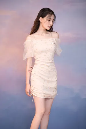 徐璐蕾丝连衣裙性感写真图片
