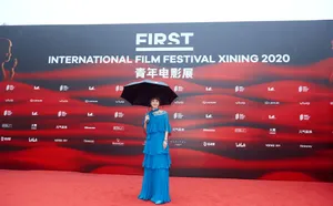 马伊琍宝蓝长裙优雅性感写真_4