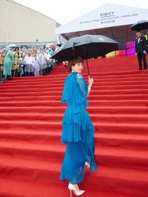 马伊琍宝蓝长裙优雅性感写真_5