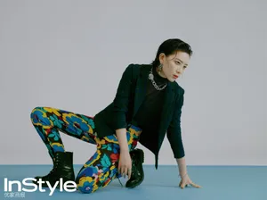 李斯丹妮格纹西装干练写真图片_2