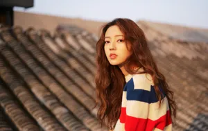 何瑞贤条纹毛衣清新写真图片_7