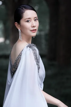 海清深v烟蓝水钻纱裙性感图片写真_1