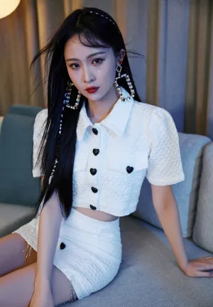 徐紫茵白色爱心连衣裙性感图片写真_4