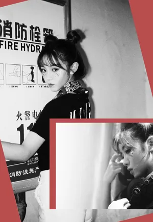 田曦薇双丸子头黑白酷美写真图片
