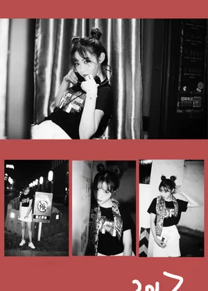 田曦薇双丸子头黑白酷美写真图片_2