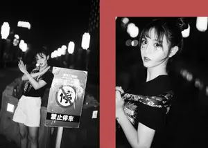 田曦薇双丸子头黑白酷美写真图片_5