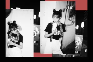 田曦薇双丸子头黑白酷美写真图片_7