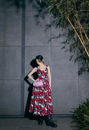 刘敏涛印花裙性感写真图片_5