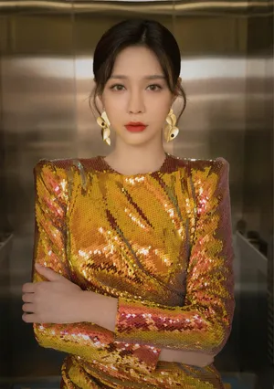 沈梦辰金闪闪亮片裙写真图片_1
