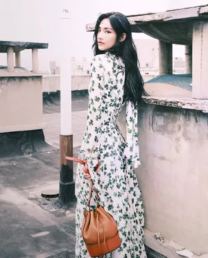 曾可妮碎花长裙时尚气质写真图片_8