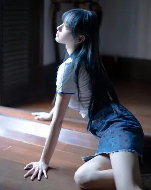 程潇复古蓝时尚写真大片_4