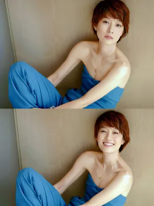 马伊琍蓝色抹胸装笑容灿烂率性写真图片_7
