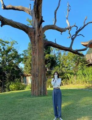 沈梦辰荧光粉衬衫休闲时髦美腿修长美照图片_7