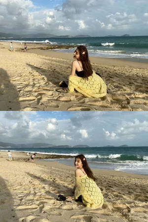 李希萌海边沙滩写真图片_5