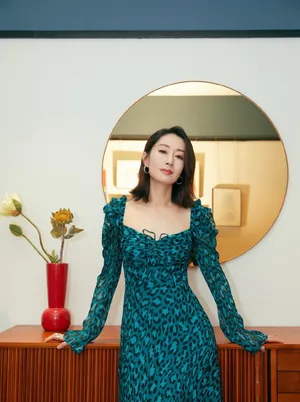 刘敏涛墨绿裙优雅写真图片
