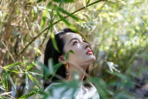 李沁清爽阳光竹林写真图片_2