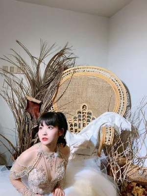 赖美云婚纱裙俏丽后台照图片