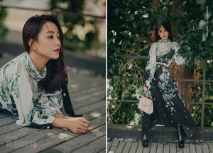 杨蓉印花裙温柔优雅写真图片_4