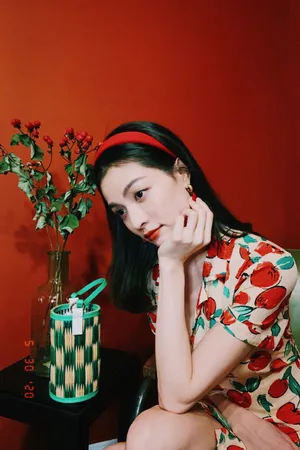 钟楚曦苹果印花裙复古写真图片_6