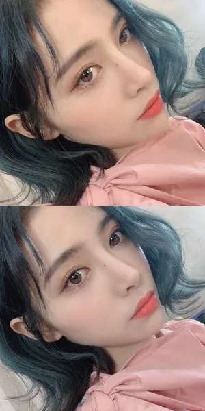 许佳琪蓝发个性自拍照图片_2