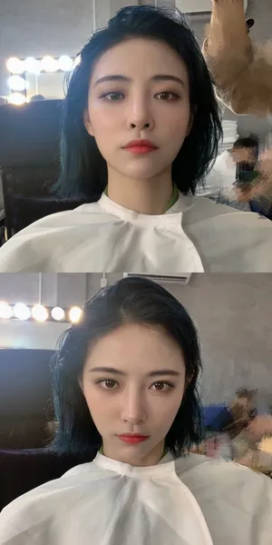 许佳琪蓝发个性自拍照图片_3