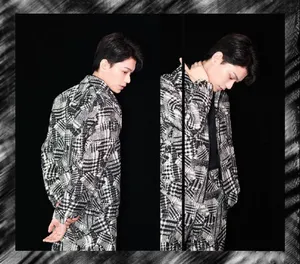 丁禹兮拼色套装帅气写真图片_1