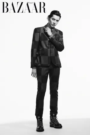 吴亦凡黑白湿发造型写真图片
