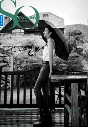 戚薇背心牛仔裤时髦写真图片_5