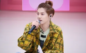 鹿晗格子衬衣帅气综艺图片