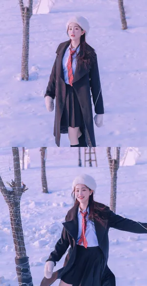 徐紫茵唯美雪地制服写真图片