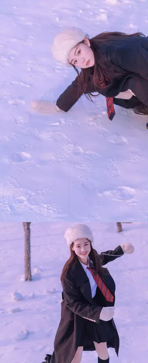 徐紫茵唯美雪地制服写真图片_4