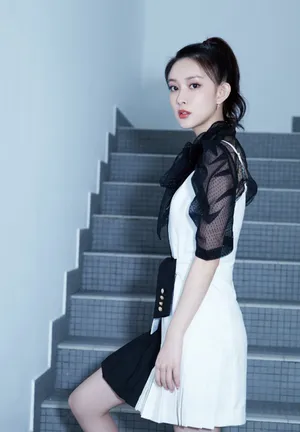 孟子义拼接连衣裙性感写真图片_6