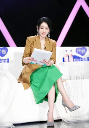 秦海璐高开叉绿裙性感综艺图片_6