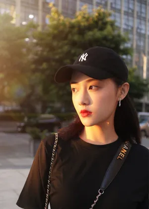 吴佳怡纯黑甜酷街拍图片