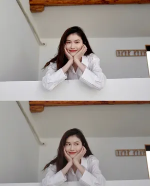 何穗白衬衫性感美腿写真图片_2