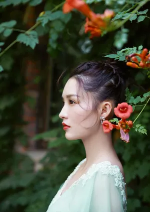 李沁绿纱裙温婉写真图片_5