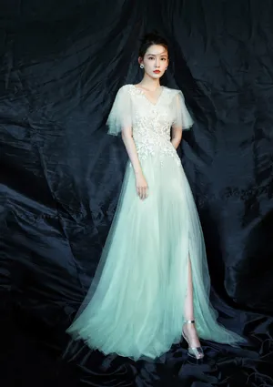 李沁绿纱裙温婉写真图片_6