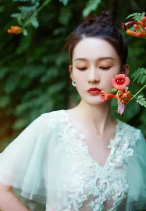 李沁绿纱裙温婉写真图片_7