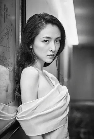 吴倩露肩白裙性感写真图片_3