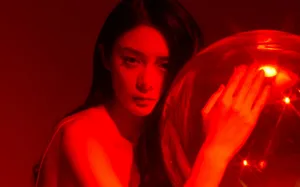 傅菁暗红光影性感写真图片