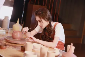 angelababy双马尾陶艺写真图片_2